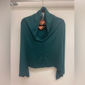 Iman Women Global Chic Drape Poncho Wrap Shawl O/S Button Front Lagenlook